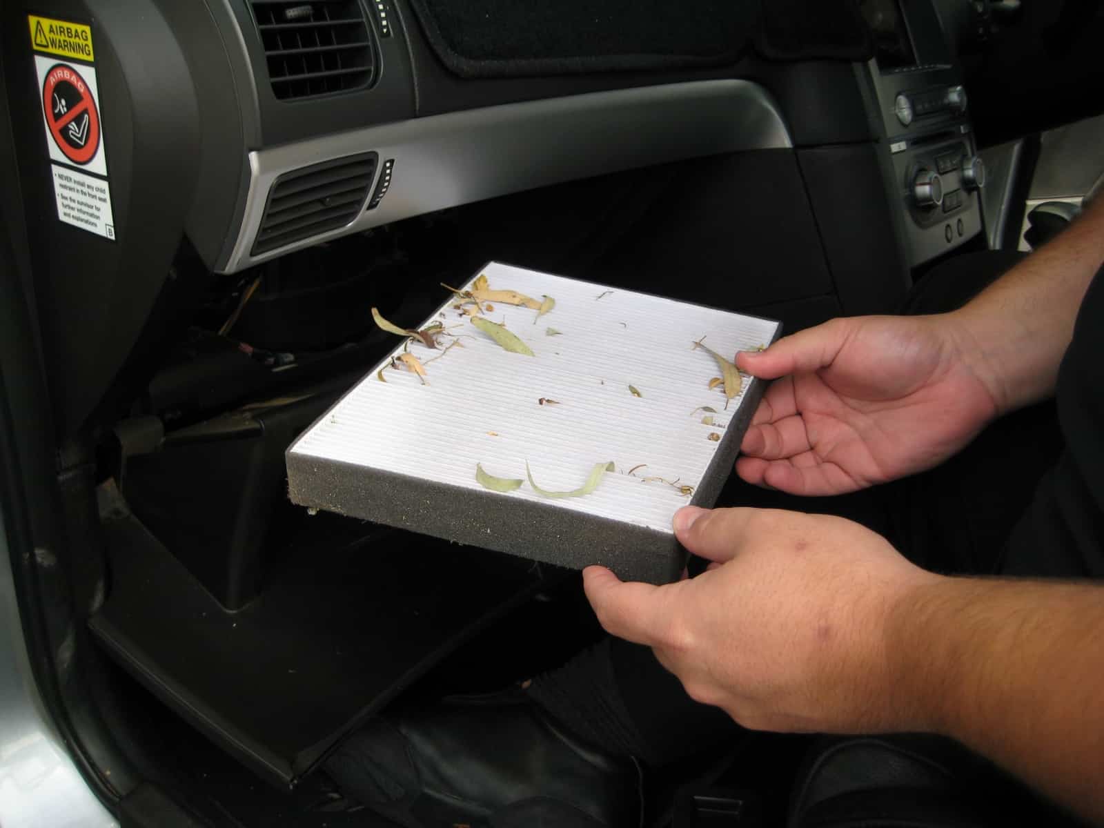 Cabin filter removed