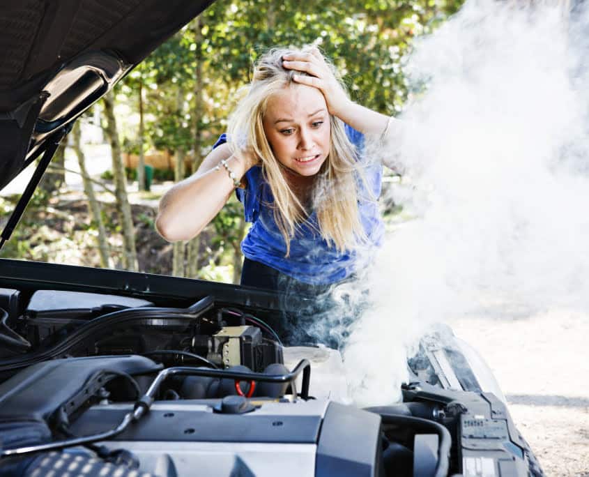 Steam coming from the engine