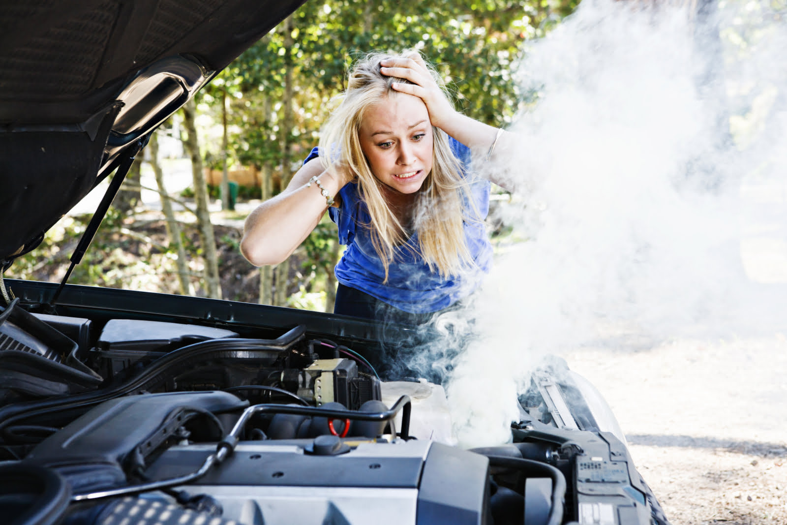 Steam coming from the engine