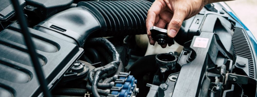 man checking a car radiator